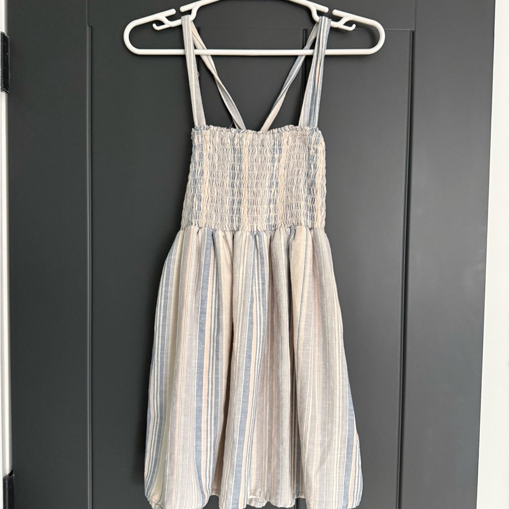 American Eagle Blue and White Striped Mini Babydoll Top